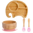 4pcs Children's Tableware Suction Plate Bowl Baby Dishes Baby Feeding Dishes Spoon Fork Sets Bamboo Plate for Kids Tableware - Jewelrieshub - - jewelrieshub.com - Jewelrieshub - 