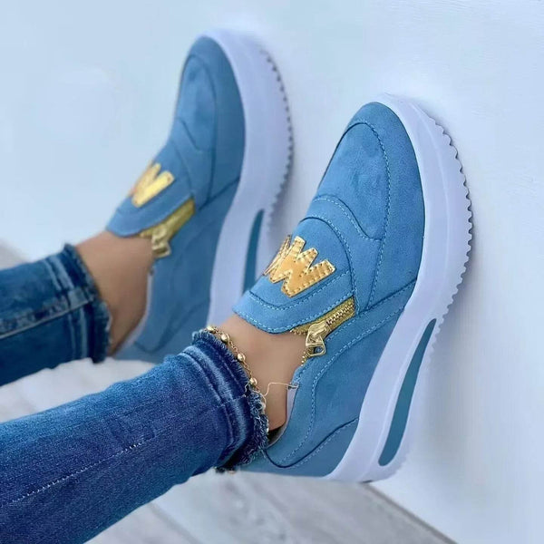 Women Autumn Sneakers Casual Double M Printed Side Zipper Platform Shoes Ladies Vulcanized Shoes Zapatillas De Mujer Women Shoes - Jewelrieshub - - jewelrieshub.com - Jewelrieshub - 