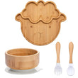 4pcs Children's Tableware Suction Plate Bowl Baby Dishes Baby Feeding Dishes Spoon Fork Sets Bamboo Plate for Kids Tableware - Jewelrieshub - - jewelrieshub.com - Jewelrieshub - 