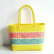 Plastic Woven Women's Handbag Handmade Bohemia Storage Basket Contrast Tote Bag Designer Summer Beach Bag Female Shoulder Bags - Jewelrieshub - - jewelrieshub.com - Jewelrieshub - 