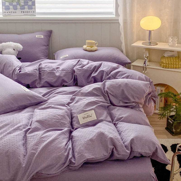 Iins Seersucker Washed Cotton Four-Piece Bedding Set Cotton Solid Color Quilt Cover Set Bedding Three-Piece Set Bed Sheet - Jewelrieshub - - jewelrieshub.com - Jewelrieshub - 