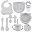 9PCS/Set BPA Free Silicone Baby Feeding Set Sucker Bowl Divided Dinning Plate Straw Cup Spoon Fork Adjustable Bib Children Dishe - Jewelrieshub - - jewelrieshub.com - Jewelrieshub - 