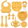 9PCS/Set BPA Free Silicone Baby Feeding Set Sucker Bowl Divided Dinning Plate Straw Cup Spoon Fork Adjustable Bib Children Dishe - Jewelrieshub - - jewelrieshub.com - Jewelrieshub - 