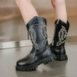 Children Leather Boots 2024 Classic Cowboy Embroidery Girls Long Booties Kids Winter Round Toe Soft Snow Shoes Fashion Snow Boot - Jewelrieshub - - jewelrieshub.com - Jewelrieshub - 