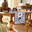 Floral Bird Mexican Linen Table Runners Blue Patchwork Tiles Dresser Scarf Table Decor Holiday Wedding Party Dining Table Decor - Jewelrieshub - - jewelrieshub.com - Jewelrieshub - 