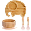 4pcs Children's Tableware Suction Plate Bowl Baby Dishes Baby Feeding Dishes Spoon Fork Sets Bamboo Plate for Kids Tableware - Jewelrieshub - - jewelrieshub.com - Jewelrieshub - 