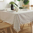 Cotton Linen Peony Printed Table Cloth With Tassel Dust-Proof Floral Circular Table Cover for Wedding Party Dinning Table Decor - Jewelrieshub - - jewelrieshub.com - Jewelrieshub - 