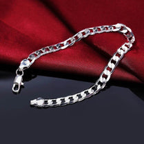 Fine 925 sterling silver Classic 6MM geometric side chain Bracelet for man woman fashion Wedding party gifts temperament jewelry - Jewelrieshub