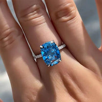 CAOSHI Unique Design Bright Sky Blue Cubic Zirconia Women Rings Wedding Engagement Accessories Anniversary Party Jewelry Gifts - Jewelrieshub