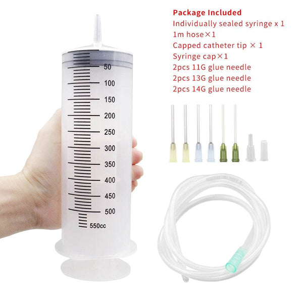 100-550ml Large Syringes With Tube for Liquid Plastic Syringes With Tip Cap for Glue Dispensing, Watering, Refilling, Feeding - Jewelrieshub - - jewelrieshub.com - Jewelrieshub - 
