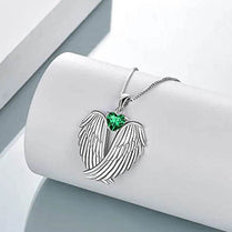 CAOSHI Chic Angel Wing Shape Pendant Necklace Female Engagement Party Jewelry Green/Blue Heart Cubic Zirconia Accessories Gift - Jewelrieshub