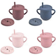 Baby Silicone Double Lids Feeding Cup With Handle Sippy BPA Free Toddlers Learning Drinkware Children Soft Straw Cups Tableware - Jewelrieshub - - jewelrieshub.com - Jewelrieshub - 