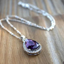 CAOSHI Charming Purple Cubic Zirconia Pendant Necklace Lady Engagement Party Jewelry Temperament Female Anniversary Accessories - Jewelrieshub