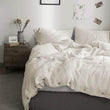 Simple&Opulence 100% Linen 3Pcs Bedding Set Natural Flax Breathable King Size with Coconut Button Comforter Duvet Cover Set - Jewelrieshub - - jewelrieshub.com - Jewelrieshub - 