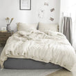 Simple&Opulence 100% Linen 3Pcs Bedding Set Natural Flax Breathable King Size with Coconut Button Comforter Duvet Cover Set - Jewelrieshub - - jewelrieshub.com - Jewelrieshub - 
