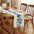 Boho Blue Flowers Linen Table Runners Dresser Scarf Table Decor Kitchen Dining Table Decor Farmhouse Holiday Wedding Party Decor - Jewelrieshub - - jewelrieshub.com - Jewelrieshub - 