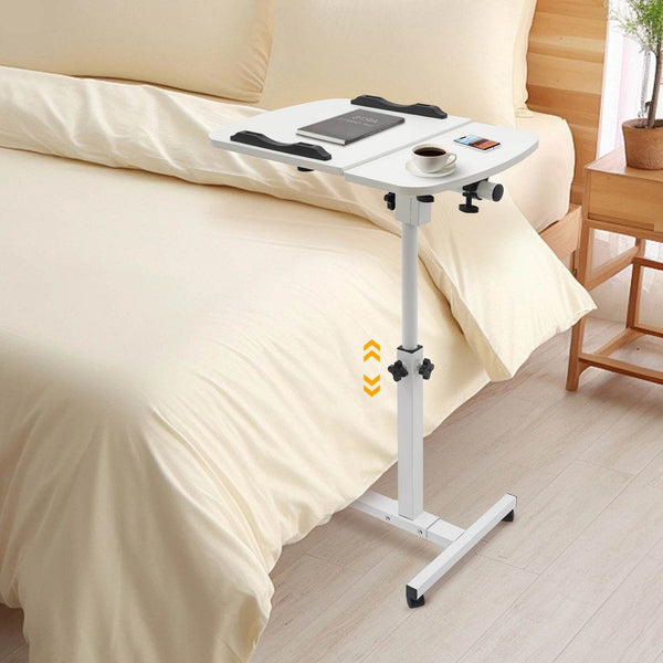 Adjustable White Laptop Table Stand with Lockable Wheels Portable Height Tilt for Home Office Bedroom Space Saving - Jewelrieshub - - jewelrieshub.com - Jewelrieshub - 