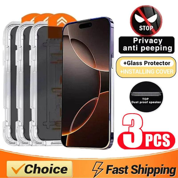 3Pcs Oleophobic Coating Dust Free Installation Privacy Screen Protector For iPhone 16 15 14 13 12 11 Pro Max XS X XR 7 8 16 Plus - Jewelrieshub - - jewelrieshub.com - Jewelrieshub - 