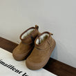 Children Cute Low-top Snow Boots Winter Kids Quality Genuine Leather Short Boots Boys Girls Side Zip Design Round Toe Boots - Jewelrieshub - - jewelrieshub.com - Jewelrieshub - 