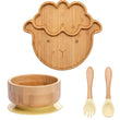 4pcs Children's Tableware Suction Plate Bowl Baby Dishes Baby Feeding Dishes Spoon Fork Sets Bamboo Plate for Kids Tableware - Jewelrieshub - - jewelrieshub.com - Jewelrieshub - 