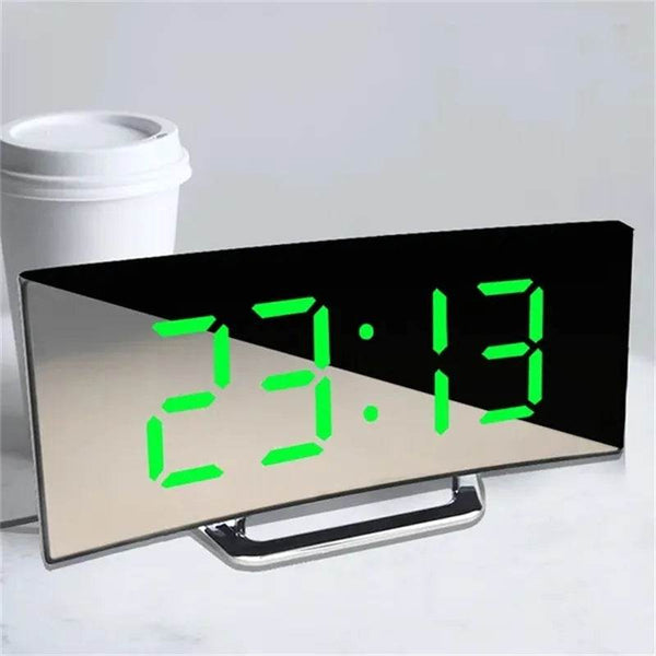 Curved Screen Mirror LED Digital Clock Creative Digital Alarm Clock with Large Display USB Charging Powered Bedside Table Clock - Jewelrieshub - - jewelrieshub.com - Jewelrieshub - 