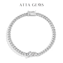 ATTAGEMS 2024 Marquise Pear Excellent Cut 0.9CTW Moissanite Bracelet for Man Women D VVS1 Real S925 Silver Cuba Chain Party Gift - Jewelrieshub