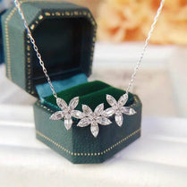 CAOSHI Gorgeous Three-Flower Shaped Pendant Necklace with Dazzling Cubic Zirconia Aesthetic Wedding Statement Jewelry for Women - Jewelrieshub - XL444 / 45cm - jewelrieshub.com - Jewelrieshub - XL444 / 45cm