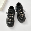 Punk Style Women Black Shoes Rock Metal Decor Lace-up Heel Height Platform Shoes Gothic Man Sneakers Women Ankle Boots 2025 New - Jewelrieshub - - jewelrieshub.com - Jewelrieshub - 