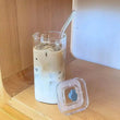 1Pcs Square Heat Resistant Coffee Glass Cup With Lid and Straw Transparent Milk Tea Juice Cups Coffee Mug For Home Bar Drinkware - Jewelrieshub - - jewelrieshub.com - Jewelrieshub - 