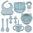 9PCS/Set BPA Free Silicone Baby Feeding Set Sucker Bowl Divided Dinning Plate Straw Cup Spoon Fork Adjustable Bib Children Dishe - Jewelrieshub - - jewelrieshub.com - Jewelrieshub - 