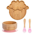 4pcs Children's Tableware Suction Plate Bowl Baby Dishes Baby Feeding Dishes Spoon Fork Sets Bamboo Plate for Kids Tableware - Jewelrieshub - - jewelrieshub.com - Jewelrieshub - 