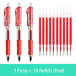 Retractable Gel Pen Set 0.5mm Black/Red/Blue Large Capacity Ball Point Pen Handle Replaceable Refills Rod School Office Supplies - Jewelrieshub - - jewelrieshub.com - Jewelrieshub - 