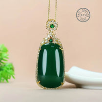 1pc Exquisite Natural Jade Pendant Neck cents, Ethnic Style - Jewelrieshub